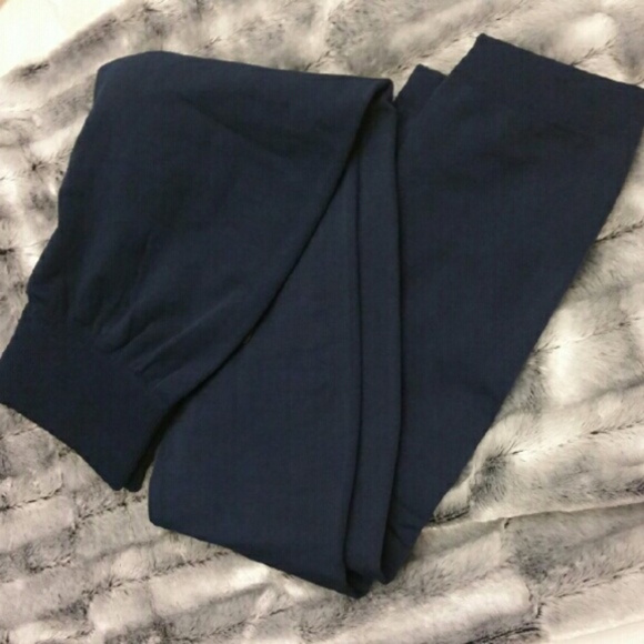 NAVY BLUE FLEECED LINED LEGGINGS - Picture 3 of 4